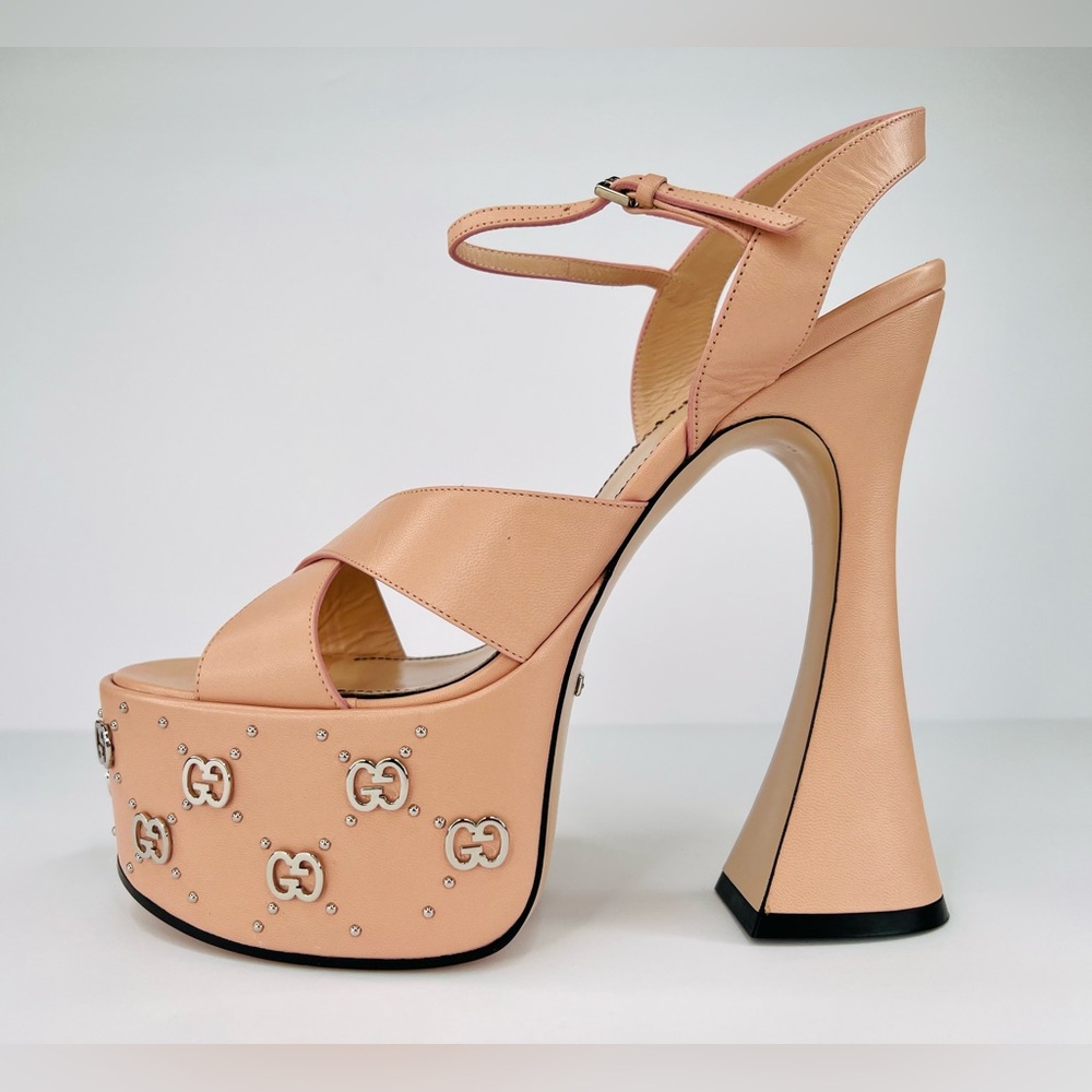 GUCCI JANAYA INTERLOCKING G PLATFORM PLATO ANKLE STRAP STUD SANDALS SIZE EU 40.5 - Picture 9 of 13